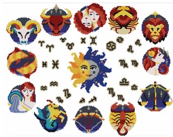 Folleto de diagramas de punto de ladrillo Corazón de limón enjoyado bajo el signo del zodíaco