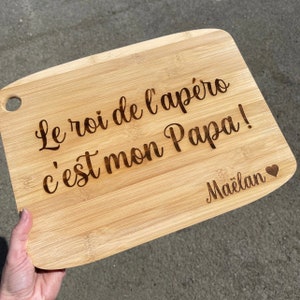 Planche à Découper En Bambou Gravée "Le Meilleur PAPA CUISINIER" - Cadeau Papa, Fête Des Pères, Anniversaire