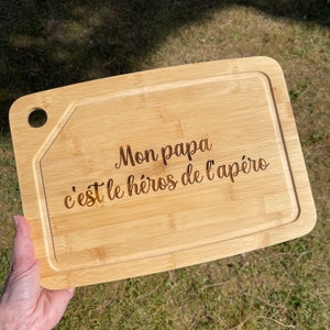 Personalized bamboo wood cutting board, customizable aperitif board, dad gift, personalized gift