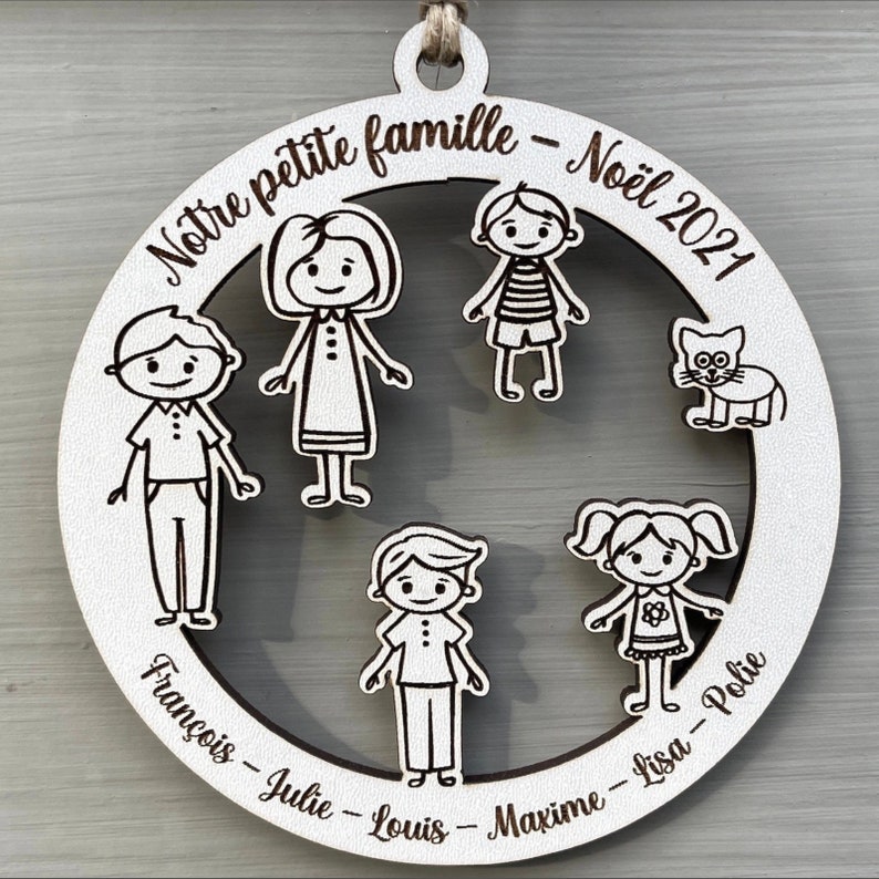 Personalized wooden family Christmas ball image 1