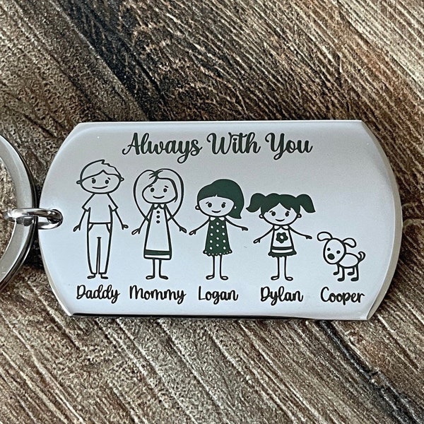 Personalized stainless steel family keychain engraved gift for mother day father day Christmas