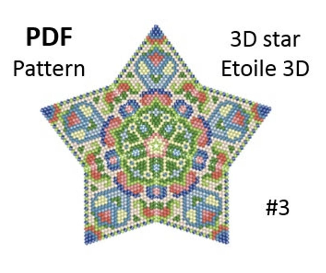 N3 Pattern N3 _ Star 3D Peyote Mandala / 3D Peyote Star Beading Pattern / Beaded ...