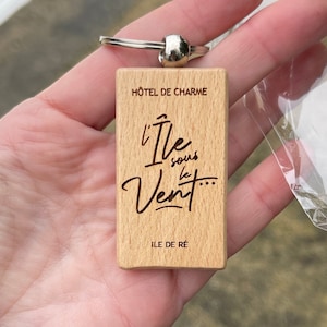 Gepersonaliseerde houten reclamesleutelhanger met uw logo of opschrift naar keuze