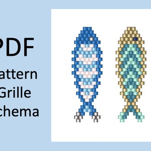 Set of 2 miyuki sardine diagrams / miyuki sardine weaving / miyuki diagram / miyuki model / miyuki pattern
