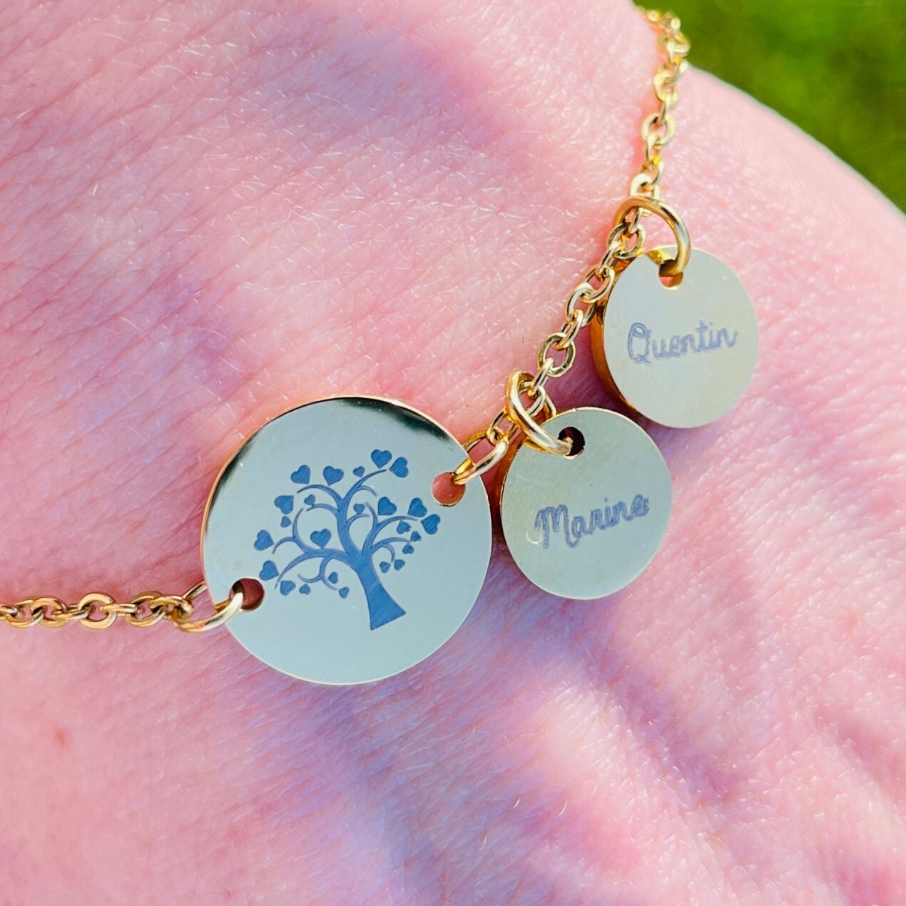 Personalized Tree of Life Bracelet and First Name Medallions - Etsy
