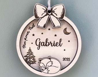 My first personalized wooden Christmas ball, Christmas or birth gift, souvenir of baby's first Christmas.