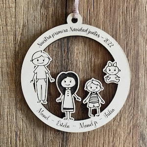 Personalized wooden family Christmas ball image 8