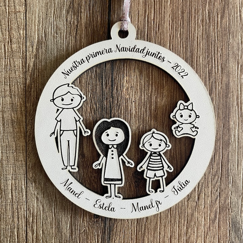 Personalized wooden family Christmas ball image 8