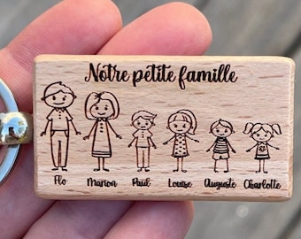 Personalized wooden family keyring