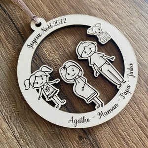 Personalized wooden family Christmas ball image 9