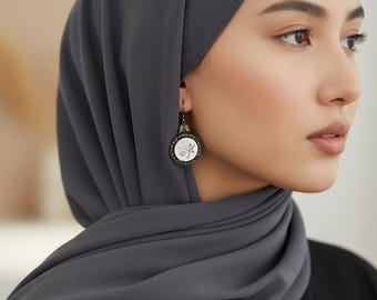 Sterling Silver Arabic Muhammad Calligraphy Dangle Earrings | Islamic Handmade Jewelry