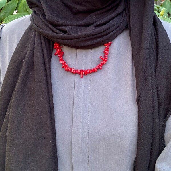 Red Coral Necklace | Fossilized Natural Mediterranean Sea Coral | Turkish Jewelry | Healing Stone