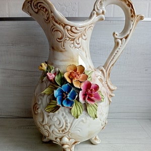 Capodimonte - italienische Vintage handgemachte feine keramische Fußblumenkrugvase