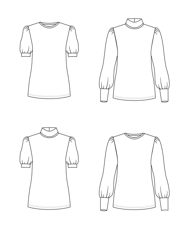 Gurli Puff Sleeve Knit Top PDF Sewing Pattern image 4