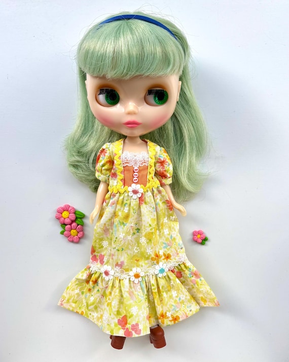 Floral Dress with Puff Sleeves for Blythe Doll