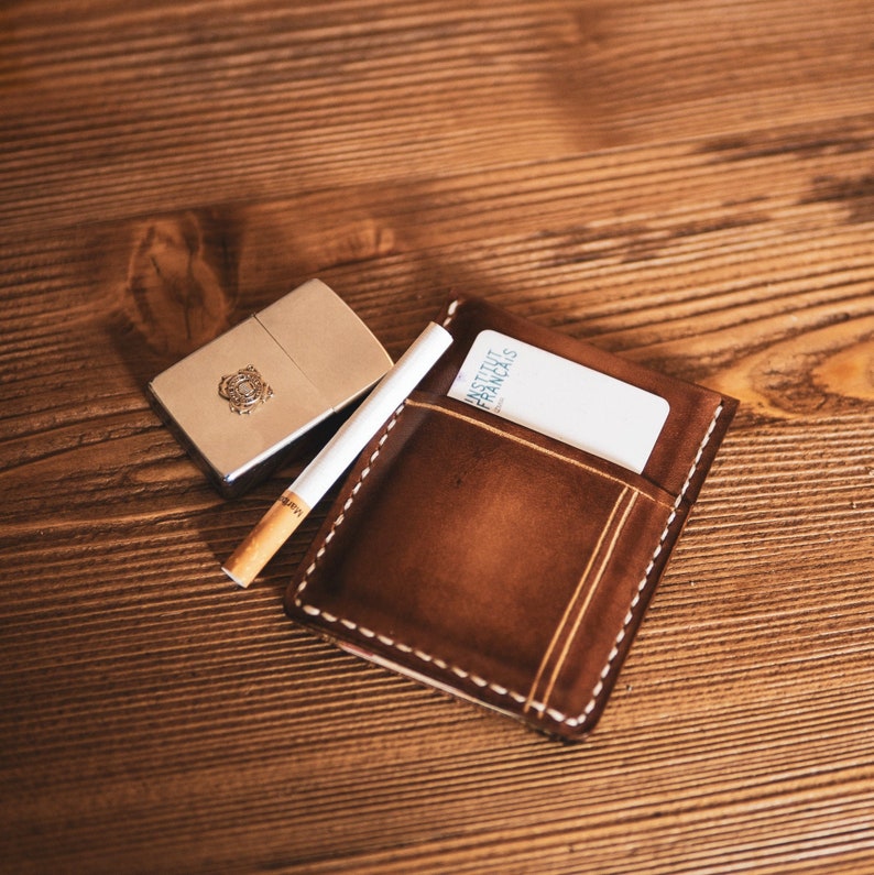 Mens leather wallet Business card case Slim wallet Men Etsy