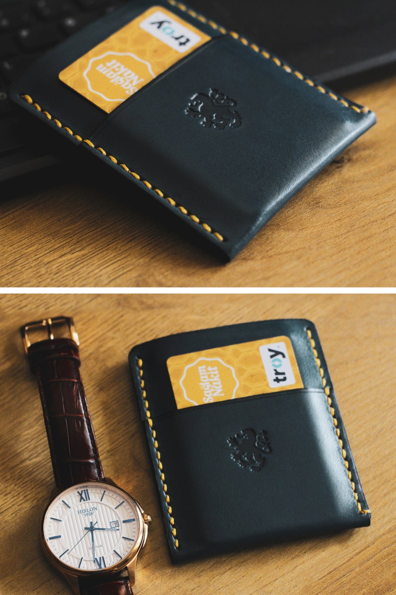 Business card case Mens leather wallet Custom mens wallet Etsy