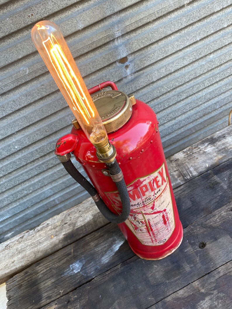 Vintage Fire extinguisher repurposed into lamp Etsy