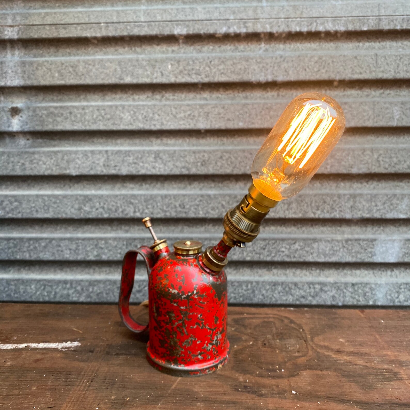 Vintage Oil can repurposed into lamp Etsy