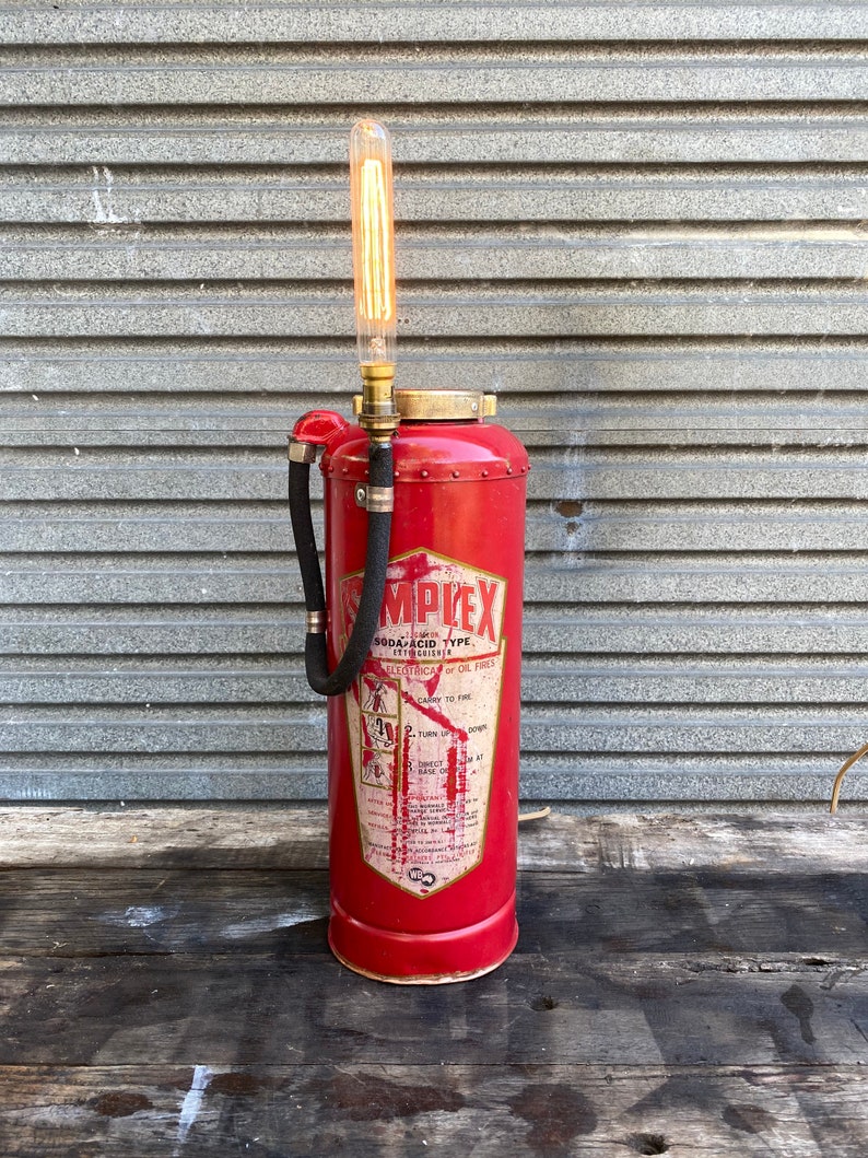 Vintage Fire extinguisher repurposed into lamp Etsy