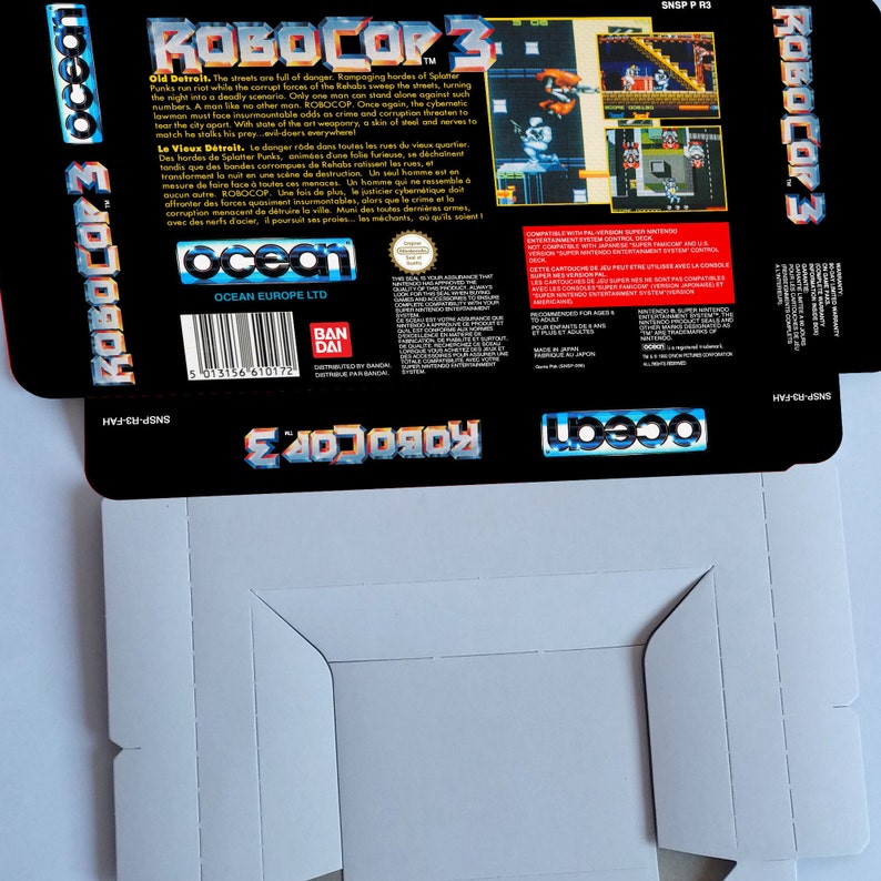 thick cardboard as in the original. SNES PAL -box with insert option Robocop 3