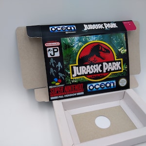 Jurassic Park - Boîte de remplacement avec option d'insertion - Région PAL ou NTSC - SNES - Carton épais.