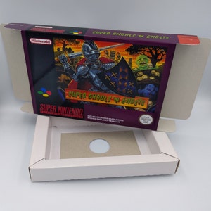 Super Ghouls 'n Ghosts - Vervangende doos met optie voor binnenlade - PAL of NTSC - SNES - dik karton zoals in het origineel. Topkwaliteit !!