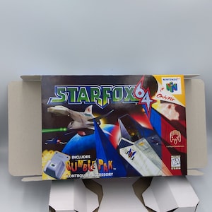 Star Fox 64/Lylat Wars - vervangende doos met optie voor binnenlade - N64 - NTSC, PAL of Australische PAL - dik karton zoals in het origineel.