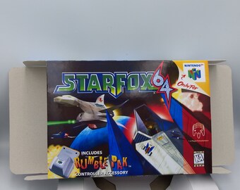 Star Fox 64/ Lylat Wars - Replacement Box with inner tray option - N64 - NTSC, PAL or Australian PAL - thick cardboard as in the original.