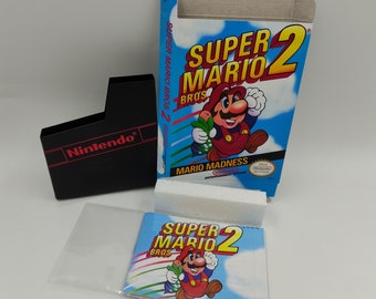 Super Mario Bros 2 - Ersatzbox, Anleitung, Staubschutz, Block - Nintendo Entertainment System/ NES -NTSC oder Pal. Dicker Karton. HQ!