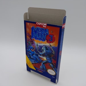 Mega Man 3 - PAL of NTSC - NES - Vervangende doos, stofkap, blok - dik karton zoals in het origineel. Top kwaliteit !!
