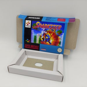Sparkster - Replacement Box with inner tray option - PAL or NTSC - SNES- thick cardboard.