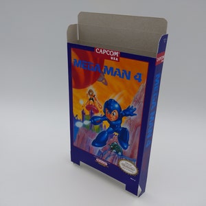 Mega Man 4 - vervangende doos, stofkap, blok - NTSC of Pal - NES - dik karton zoals in het origineel. Hoofdkwartier!!