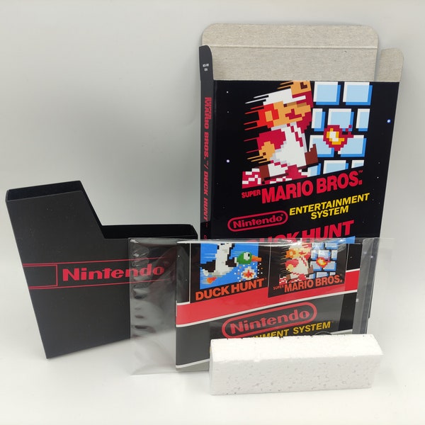 Super Mario Bros./ Duck Hunt. - Replacement Box, Manual, Dust Cover, Block - NES - NTSC or PAL - thick cardboard as in the original. Hq!