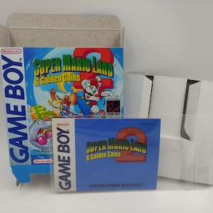 Super Mario Land 2 - Vervangingsdoos, Handleiding, Binnenbak - NTSC, PAL - Game Boy/GB - dik karton. Top kwaliteit !!