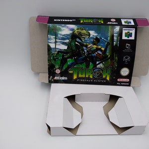 Turok Dinosaur Hunter - doos met optie voor binnenlade - PAL of NTSC - N64 - dik karton zoals in het origineel.