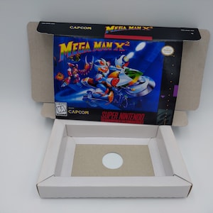 Mega Man X2 - Vervangende doos met optie voor binnenlade - PAL- of NTSC-regio - SNES- dik karton.