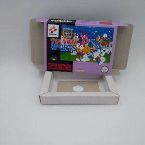 Tiny Toon Adventures : Wacky Sports Challenge - Boîte de remplacement avec option de plateau intérieur - PAL ou NTSC - SNES - Carton épais.