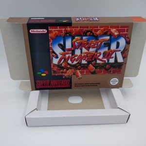 Super Street Fighter II - Replacement box with inner tray option - PAL or ntsc region - SNES - thick cardboard. Top Quality!