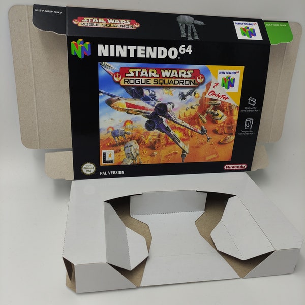 Star Wars Rogue Squadron - box with inner tray option - PAL or NTSC - Nintendo 64 - thick cardboard . Top Quality!!