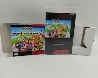 Super Mario Kart - Replacement Box, Manual, Inner Tray - PAL or NTSC - SNES - thick cardboard as in the original.