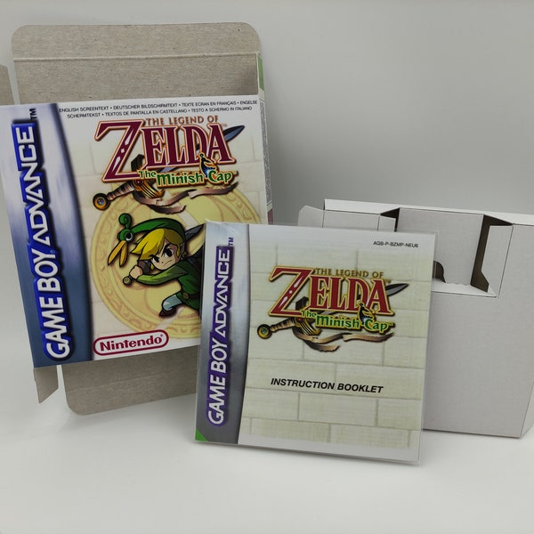 The Legend of Zelda The Minish Cap - Game Boy Advance/ GBA - Boîte de remplacement, Manuel, Plateau intérieur - NTSC, PAL - carton épais. Qualité supérieure!