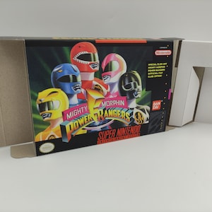 Power Rangers Mighty Morphin - Boîte de remplacement avec option plateau intérieur - SNES - Carton épais comme dans l'original. Qualité supérieure !