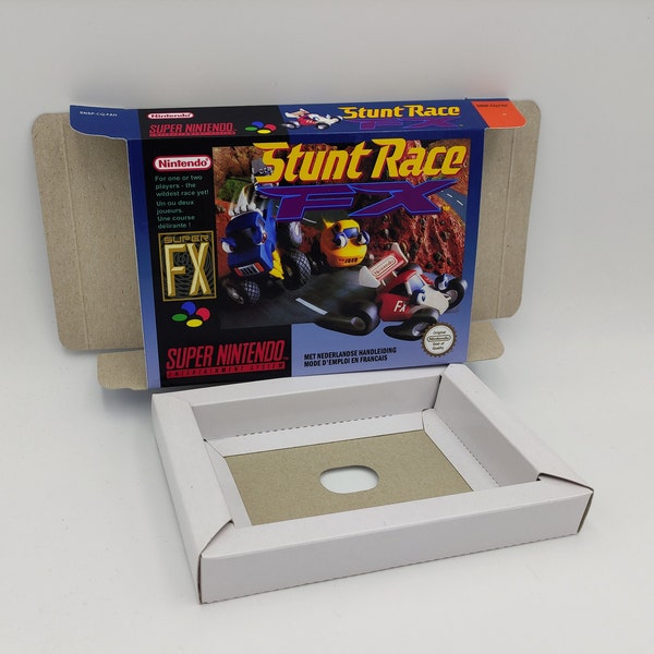 Stunt Race Fx - Replacement box with inner tray option - PAL region -  Super Nintendo/ SNES- thick cardboard.