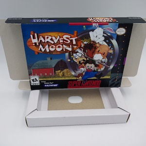 Harvest Moon - Vervangende doos met optie voor binnenlade - NTSC of PAL - SNES - dik karton. Topkwaliteit !!