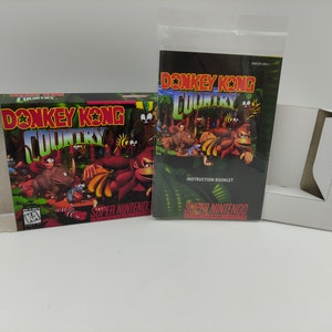 Donkey Kong Country - Vervangende doos, handleiding, Binnenste lade - PAL of NTSC - SNES - dik karton zoals in het origineel. Topkwaliteit!