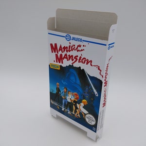 Maniac Mansion - Vervangende doos, stofkap, blok - NES - PAL - dik karton zoals in het origineel. Top kwaliteit !