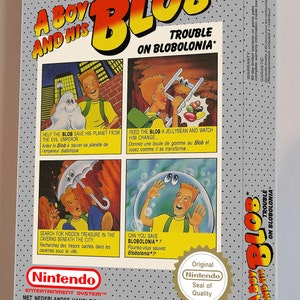 A Boy and his Blob - Replacement Box, Dust Cover, Block - NES - thick cardboard as in the original.