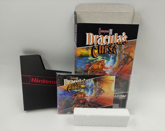Castlevania III Dracula&#39;s Curse - Replacement Box, Manual, Dust Cover, Block - NTSC or Pal - NES - box replacement only - thick cardboard.