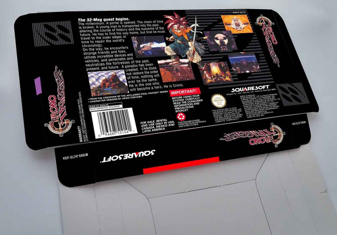 Chrono Trigger Box Only PAL or NTSC SNES Thick | Etsy